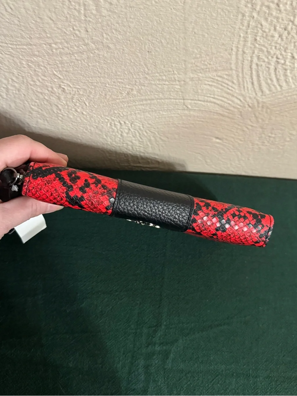 Ed Hardy Red & Black Snake-Print Zip Wristlet Wallet